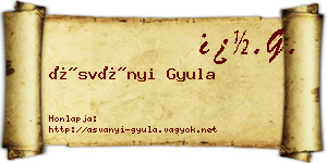 Ásványi Gyula névjegykártya